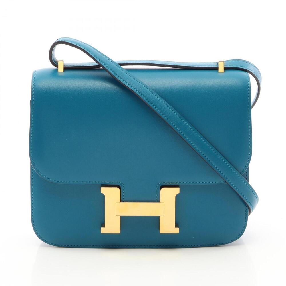 Hermes Constance 3 Mini Blue Izmir Shoulder Bag Handbag Tadelakt Women's